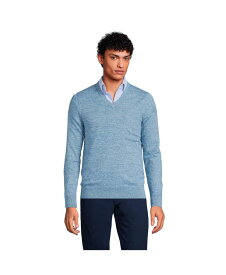 【送料無料】 ランズエンド メンズ ニット・セーター アウター Men's Classic Fit Fine Gauge Supima Cotton V-neck Sweater Muted blue marl