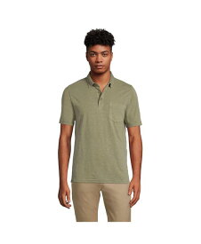 【送料無料】 ランズエンド メンズ ポロシャツ トップス Men's Short Sleeve Slub Pocket Polo Shirt Deep lichen green