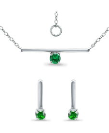 【送料無料】 ジャーニ ベルニーニ レディース ピアス・イヤリング アクセサリー Created Green Quartz Bar Pendant and Earring Set, 3 Piece Green