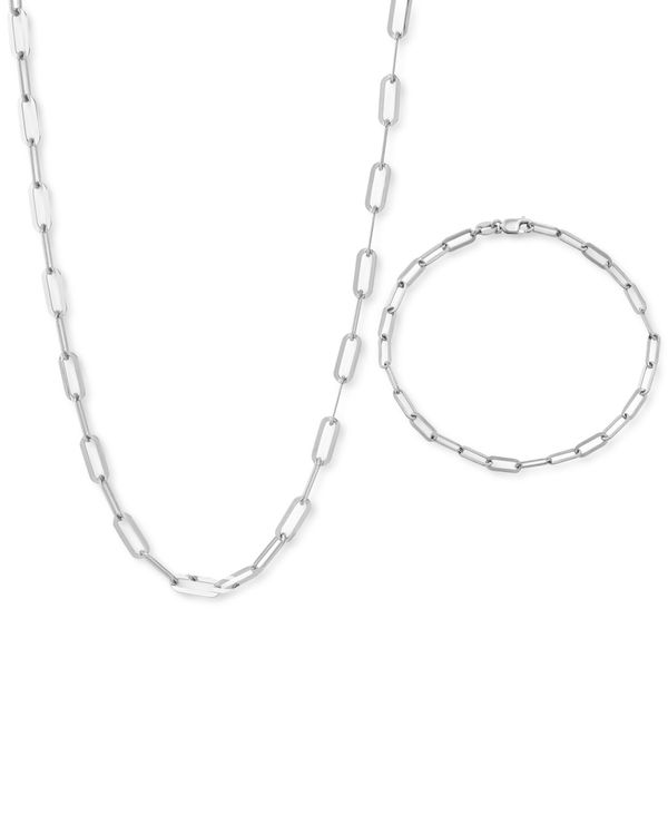 ジャーニ ベルニーニ レディース ネックレス・チョーカー・ペンダントトップ アクセサリー 2-Pc. Set Paperclip Link Chain Necklace  Matching Bracelet, Created for Macy's Sterling Silver