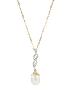 【送料無料】 ホノラ レディース ネックレス・チョーカー・ペンダントトップ アクセサリー Cultured Freshwater Pearl (8mm) & Diamond (1/6 ct. t.w.) Twist 18" Pendant Necklace in 10k Gold Gold