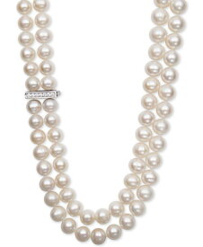 【送料無料】 ベル ドゥ メール レディース ネックレス・チョーカー・ペンダントトップ アクセサリー White Cultured Freshwater Pearl (8-1/2mm) and Cubic Zirconia Double Strand Necklace Silver