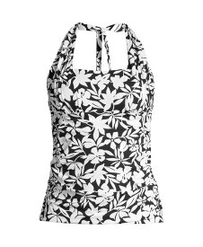 【送料無料】 ランズエンド レディース トップのみ 水着 Women's Petite Square Neck Halter Tankini Swimsuit Top Black havana floral