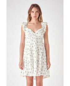 【送料無料】 フリーザロージズ レディース ワンピース トップス Women's Floral Mini Dress with Back Tie Detail White multi