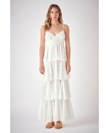 【送料無料】 フリーザロージズ レディース ワンピース トップス Women's Floral Jacquard Tiered Maxi Dress White