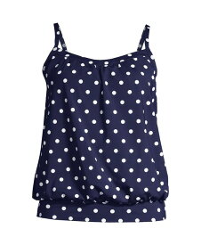 【送料無料】 ランズエンド レディース トップのみ 水着 Women's D-Cup Blouson Tummy Hiding Tankini Swimsuit Top Adjustable Straps Deep sea polka dot