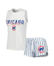 【送料無料】 コンセプツ スポーツ レディース ナイトウェア アンダーウェア Women's White Chicago Cubs Reel Pinstripe Tank Top and Shorts Sleep Set White