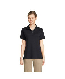 【送料無料】 ランズエンド レディース シャツ トップス School Uniform Women's Short Sleeve Interlock Polo Shirt Black