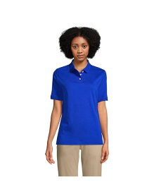 【送料無料】 ランズエンド レディース シャツ トップス School Uniform Women's Short Sleeve Interlock Polo Shirt Cobalt