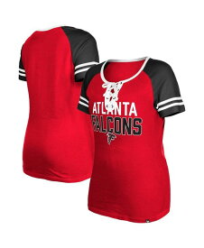 【送料無料】 ニューエラ レディース Tシャツ トップス Women's Red Atlanta Falcons Raglan Lace-Up T-shirt Red