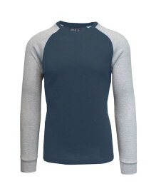 【送料無料】 ギャラクシーバイハルビック メンズ Tシャツ トップス Men's Long Sleeve Thermal Shirt with Contrast Raglan Trim on Sleeves Navy-heath
