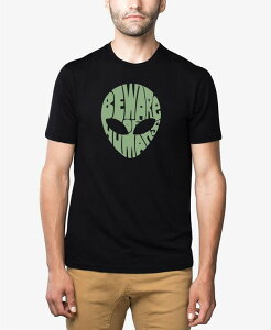 �G���G�[�|�b�v�A�[�g �����Y �g�b�v�X T�V���c LA Pop Art Men's Premium Blend Word Art Beware Of Humans T-shirt Black �u���b�N