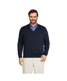 【送料無料】 ランズエンド メンズ ニット・セーター アウター Men's Big & Tall Fine Gauge Supima Cotton V-neck Sweater Radiant navy