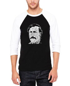 【送料無料】 エルエーポップアート メンズ Tシャツ トップス Men's Raglan Baseball Word Art Pablo Escobar T-shirt Black and White