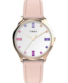 【送料無料】 タイメックス レディース 腕時計 アクセサリー Women's Quartz Analog Easy Reader Leather Pink Watch 32mm Pink