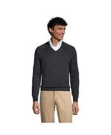 【送料無料】 ランズエンド メンズ ニット・セーター アウター School Uniform Men's Cotton Modal V-neck Sweater Black