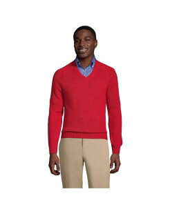 YGh Y AE^[ jbgEZ[^[ VlbN Z[^[ Rbg Lands' End Men's School Uniform Cotton Modal V-neck Sweater Red bh