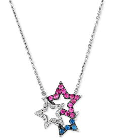 【送料無料】 ル ヴァン レディース ネックレス・チョーカー・ペンダントトップ アクセサリー Multi-Gemstone (1/4 ct. t.w.) & Vanilla Diamond (1/10 ct. t.w.) Triple Star 18" Pendant Necklace in 14k White Gold No Color