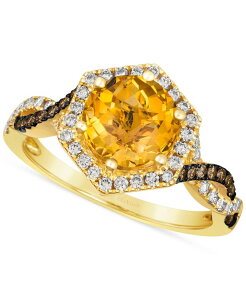 yz  @ fB[X O ANZT[ Cinnamon Citrine (1-7/8 ct. t.w.) & Diamond (3/8 ct. t.w.) Halo Twist Ring in 14k Gold No Color