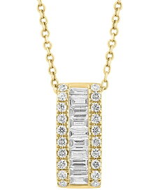 【送料無料】 エフィー レディース ネックレス・チョーカー・ペンダントトップ アクセサリー EFFY&reg; Diamond Baguette & Round Vertical Bar 18" Pendant Necklace (1/2 ct. t.w.) in 14k Gold 14K Gold
