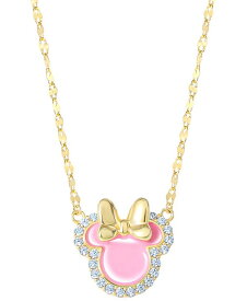 【送料無料】 ディズニー レディース ネックレス・チョーカー・ペンダントトップ アクセサリー Cubic Zirconia & Pink Enamel Minnie Mouse 18" Pendant Necklace in 18k Gold-Plated Sterling Silver Gold Over Silver