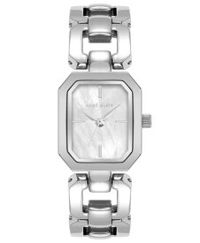 【送料無料】 アンクライン レディース 腕時計 アクセサリー Women's Silver-Tone Alloy Watch 22mm x 38.5mm White, Silver-Tone