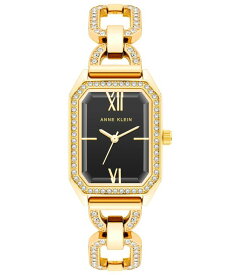 【送料無料】 アンクライン レディース 腕時計 アクセサリー Women's Quartz Gold-Tone Alloy Bracelet Watch, 24mm x 35.5mm Black, Gold-Tone