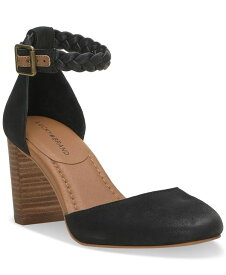【送料無料】 ラッキーブランド レディース パンプス シューズ Women's Kainda Braided Ankle-Strap Block-Heel Pumps Black Leather