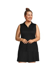 【送料無料】 ランズエンド レディース シャツ トップス Women's Plus Size Performance Pique Sleeveless Polo T-Shirt Black