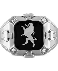 �u���o �����Y �A�N�Z�T���[ �r���v Bulova Men's Crest of Bohemia Diamond (1/20 ct. t.w.) Ring in Sterling Silver �V���o�[