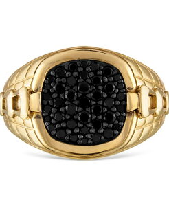 uo Y ANZT[ rv Bulova Men's Classic Black Diamond (1/2 ct. t.w.) Ring in 14k Gold-Plated Sterling Gold S[h