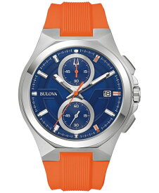 【送料無料】 ブロバ メンズ 腕時計 アクセサリー Men's Chronograph Marc Anthony Maquina Orange Silicone Strap Watch 46mm Orange