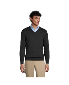 【送料無料】 ランズエンド メンズ ニット・セーター アウター School Uniform Men's Cotton Modal Fine Gauge V-neck Sweater Black