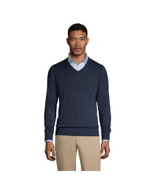 【送料無料】 ランズエンド メンズ ニット・セーター アウター School Uniform Men's Cotton Modal Fine Gauge V-neck Sweater Classic navy