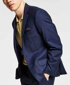 【送料無料】 バースリー メンズ ジャケット・ブルゾン アウター Men's Skinny Fit Wrinkle-Resistant Wool Suit Separate Jacket, Created for Macy's Navy Plaid