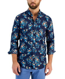 【送料無料】 クラブルーム メンズ シャツ トップス Men's Garden Floral Poplin Long Sleeve Shirt, Created for Macy's Navy Blue