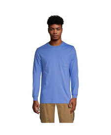 【送料無料】 ランズエンド メンズ Tシャツ トップス Men's Super-T Long Sleeve T-Shirt with Pocket Chicory blue