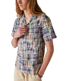 【送料無料】 ラッキーブランド メンズ シャツ トップス Men's Patchwork Short Sleeves Work Wear Shirt Blue Multi Print