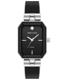 【送料無料】 アンクライン レディース 腕時計 アクセサリー Women's Quartz Enamel Alloy Bangle Watch, 24mm x 37.5mm Black, Silver-Tone