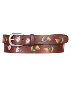 【送料無料】 ラッキーブランド レディース ベルト アクセサリー Women's Floral Embossed Leather Pant Belt Brown