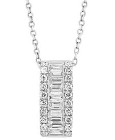 【送料無料】 エフィー レディース ネックレス・チョーカー・ペンダントトップ アクセサリー EFFY&reg; Diamond Baguette & Round Vertical Bar 18" Pendant Necklace (1/2 ct. t.w.) in 14k Gold (Also available in 14k White Gold) 14K White Gold