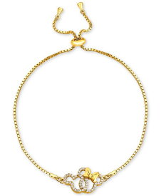 【送料無料】 ディズニー レディース ブレスレット・バングル・アンクレット アクセサリー Cubic Zirconia Mickey & Minnie Mouse Interlocking Bolo Bracelet in 18k Gold-Plated Sterling Silver Gold Over Silver