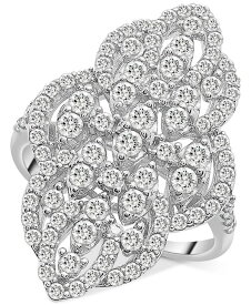【送料無料】 ラップド イン ラヴ レディース リング アクセサリー Diamond Filigree Cluster Ring (1-1/2 ct. t.w.) in 14k White Gold, Created for Macy's White Gold