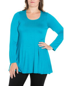 24 �Z�u���R���t�H�[�g ���f�B�[�X �g�b�v�X �V���c �v���X�T�C�Y 24seven Comfort Apparel Women's Plus Size Poised Swing Tunic Top Jade