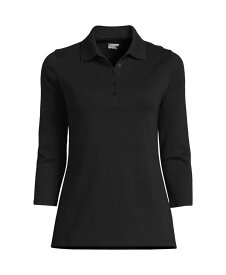 【送料無料】 ランズエンド レディース シャツ トップス Women's Petite 3/4 Sleeve Cotton Interlock Polo Shirt Black