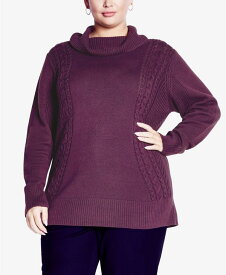 【送料無料】 アベニュー レディース ニット・セーター アウター Plus Size Rosie Cable Knit Sweater Iris