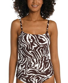 【送料無料】 ラブランカ レディース トップのみ 水着 Women's Fierce Lines Side-Shirred Tankini Top Zebra Print / Java