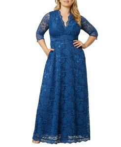 �L���i ���f�B�[�X �g�b�v�X �����s�[�X �v���X�T�C�Y ���[�X Kiyonna Women's Plus Size Maria Lace Evening Gown Nocturnal navy �l�C�r�[