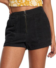 【送料無料】 ルーカ レディース ハーフパンツ・ショーツ ボトムス Juniors' Goldie Zip-Front Patch-Pocket Corduroy Shorts RVCA Black