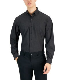 【送料無料】 アルファニ メンズ シャツ トップス Men's Regular Fit Travel Ready Solid Dress Shirt, Created for Macy's Deep Black